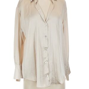 Zara Tan Oversized Button Down Shirt